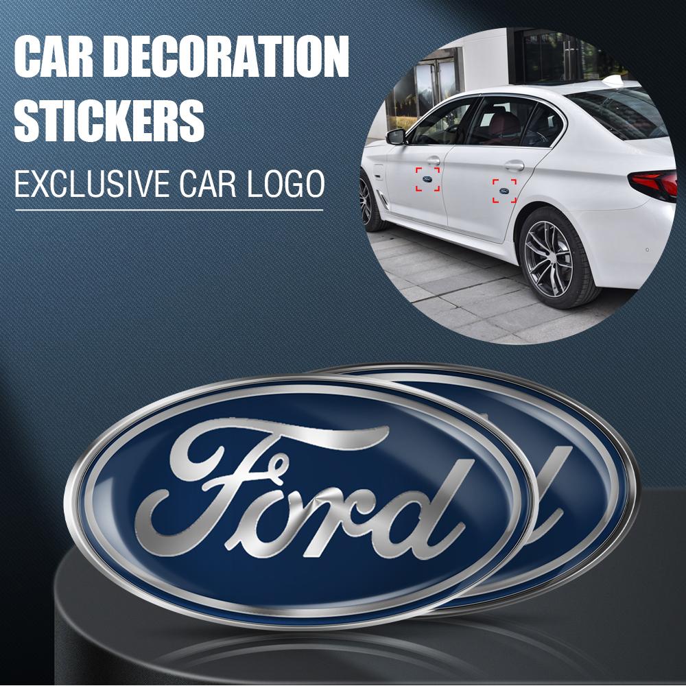 Aluminum Car Logo Body Trunk Oval Emblem Sticker Auto Accessories For Ford Focus Kuga Mondeo Smax Fiesta Ranger Mustang Edge ST