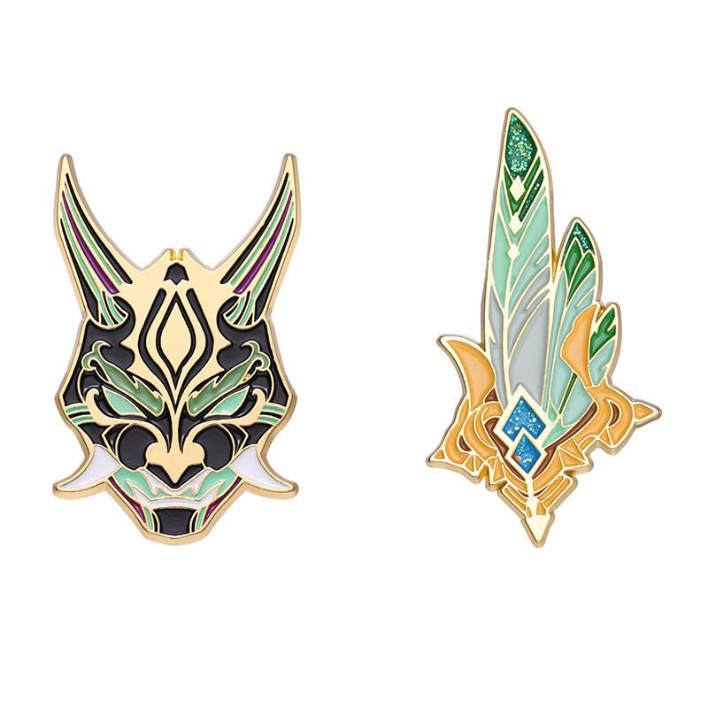 Stunning Genshin Impact Xiao Mask Brooch Unique Night Light Glow Cartoon Design Pin