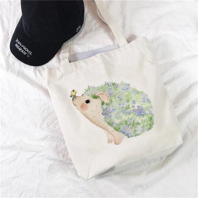 Женская холщовая большая сумка через плечо, художественная сумка для покупок, большая вместительная сумка в стиле панк, эстетика ретро, ​​картина в стиле Харадзюку.