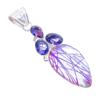 Purple Rutile Quartz, Tanzanite 925 Sterling Silver Jewelry Pendant 2.5" AH-3303