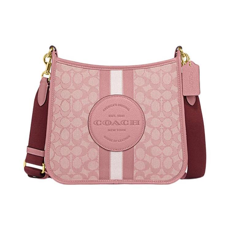 New COACH Dempsey Fabric Cow Leather Patchwork Shoulder Bag Crossbody Bag Large Size Women's Pink CA195-IMP1X