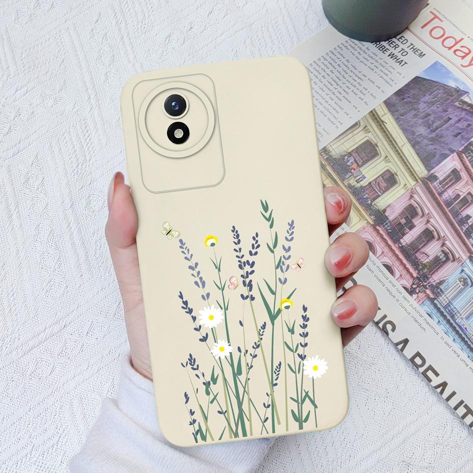 Чехол для Vivo Y02 Y02S Y91C Y11 Y12 Y70 Y72 Y73 Y20 Y51 Y16 Модный защитный цветок авокадо Жидкий силиконовый бампер для чехлов для телефонов Vivo Coque Fundas