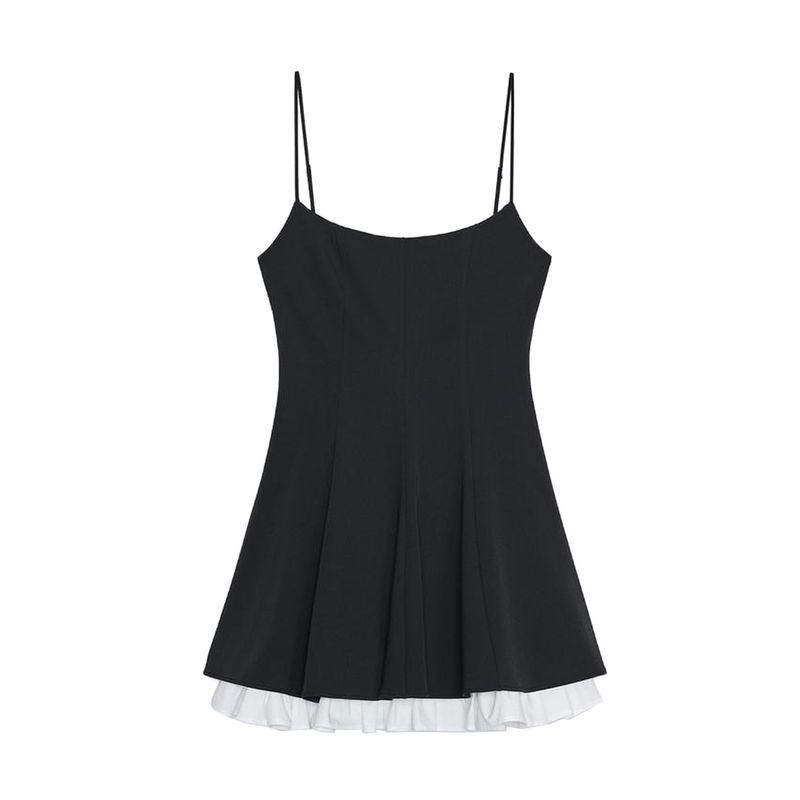 Summer New Product Women's Clothes Minimalist Round Neck Sleeveless Color Contrast Patchwork Hem Short Dress 8020815