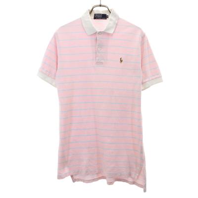 Поло от Ralph Lauren с узором в полоску, с коротким рукавом, M, розовое, цвет олененка, мужское, б/у