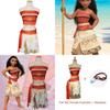 Delightful Girls Kids Moana Princess Costume Fancy Dress Set With Elegant Necklace Accessory