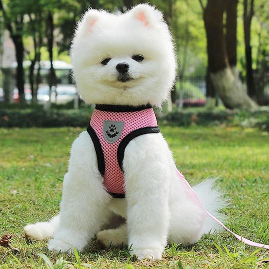 1 Set Dog Harness Adjustable Sweat-absorbent Minimalist Reflective Strip Pet Leash Pet