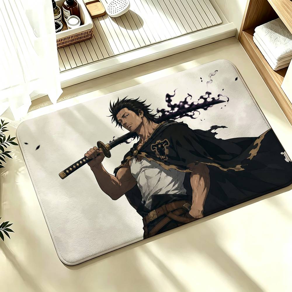 Hot B-Black Clover Shower Room Absorbent Small Floor Mat Soft Comfortable Decorative Foot Mat