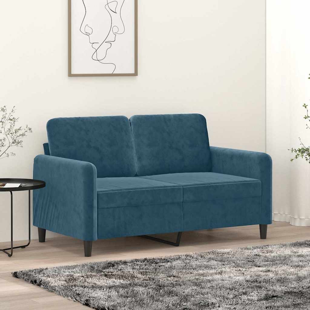 2 Seater Sofa Blue 120 cm Velvet