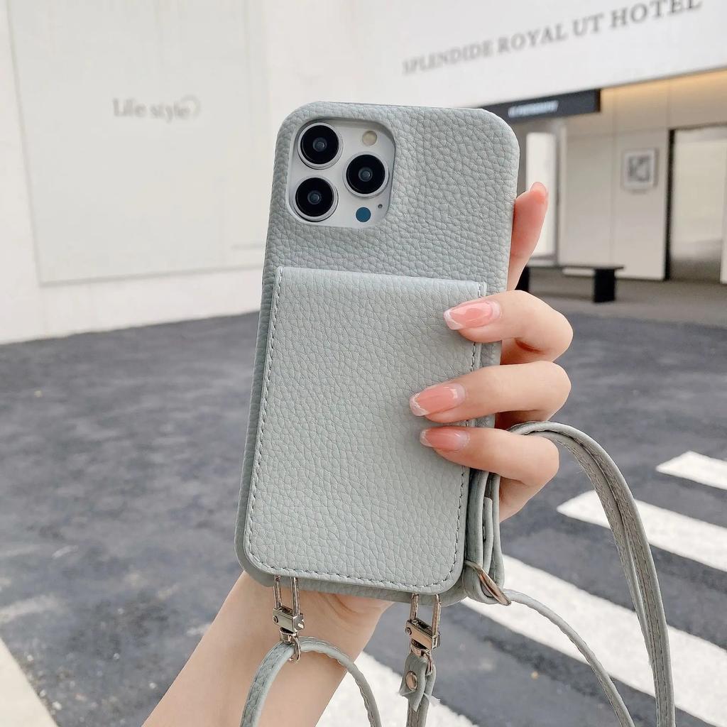 Lanyard Leather Wallet Crossbody Phone Case for IPhone 15 14 13 12 11 Pro Max Mini X XR XS Max 7 8 Plus Card Slot Holder Cover