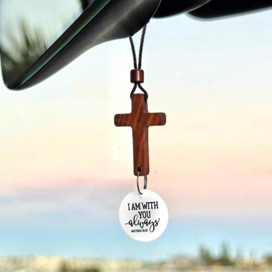 Деревянный подвес-благословение для автомобиля, подвесное украшение на зеркало заднего вида, религиозный декоративный подвес