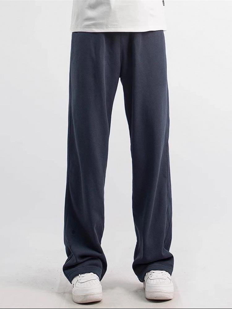 Мужские темно-синие спортивные штаны в стиле ретро - Зауженные прямые штанины, Свободный крой, Повседневная одежда на осень/зиму