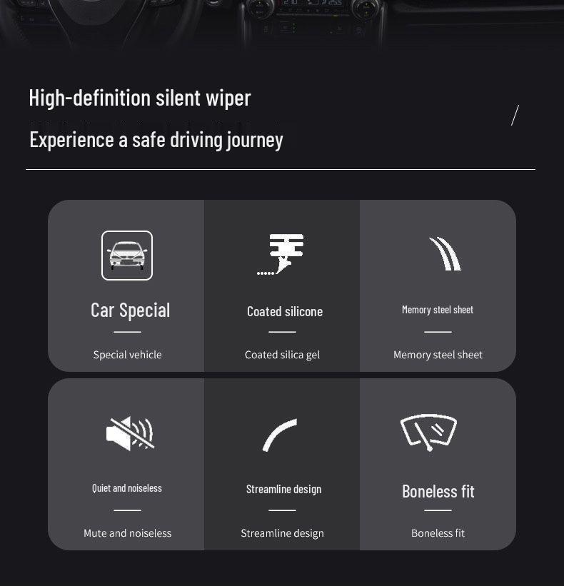 Discovery 5 Frameless Front Wiper Blades: Original High-Definition Rubber, Silent Operation