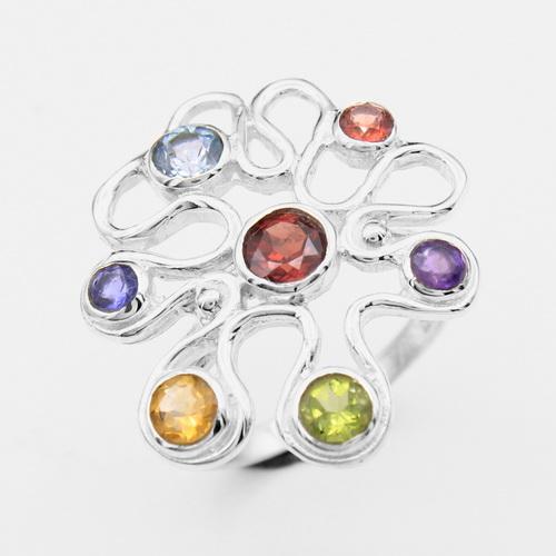 Серебряные украшения с подвесками, кольцо с 7 камнями, украшения ручной работы из стерлингового серебра 925 пробы, серебряное кольцо