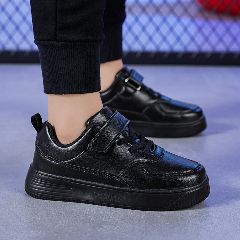 Kids Leather Sneakers Waterproof Casual Sports Shoes Non-slip Children's White Skateboard Shoes Size 26-40