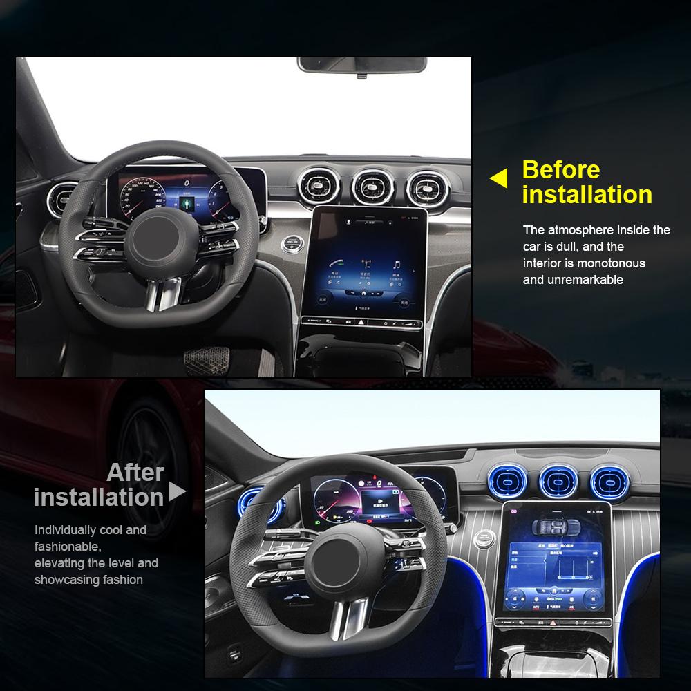 Светодиодный дефлектор кондиционера Турбо-воздуховыпускник Подсветка салона 64 цвета для Mercedes-Benz C-Class W206 2025-25 GLC X254 2025-25