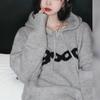 Женский серый вязаный худи Осень/Зима 2024: Свободный стиль, Свободный крой, Стройнящий дизайн