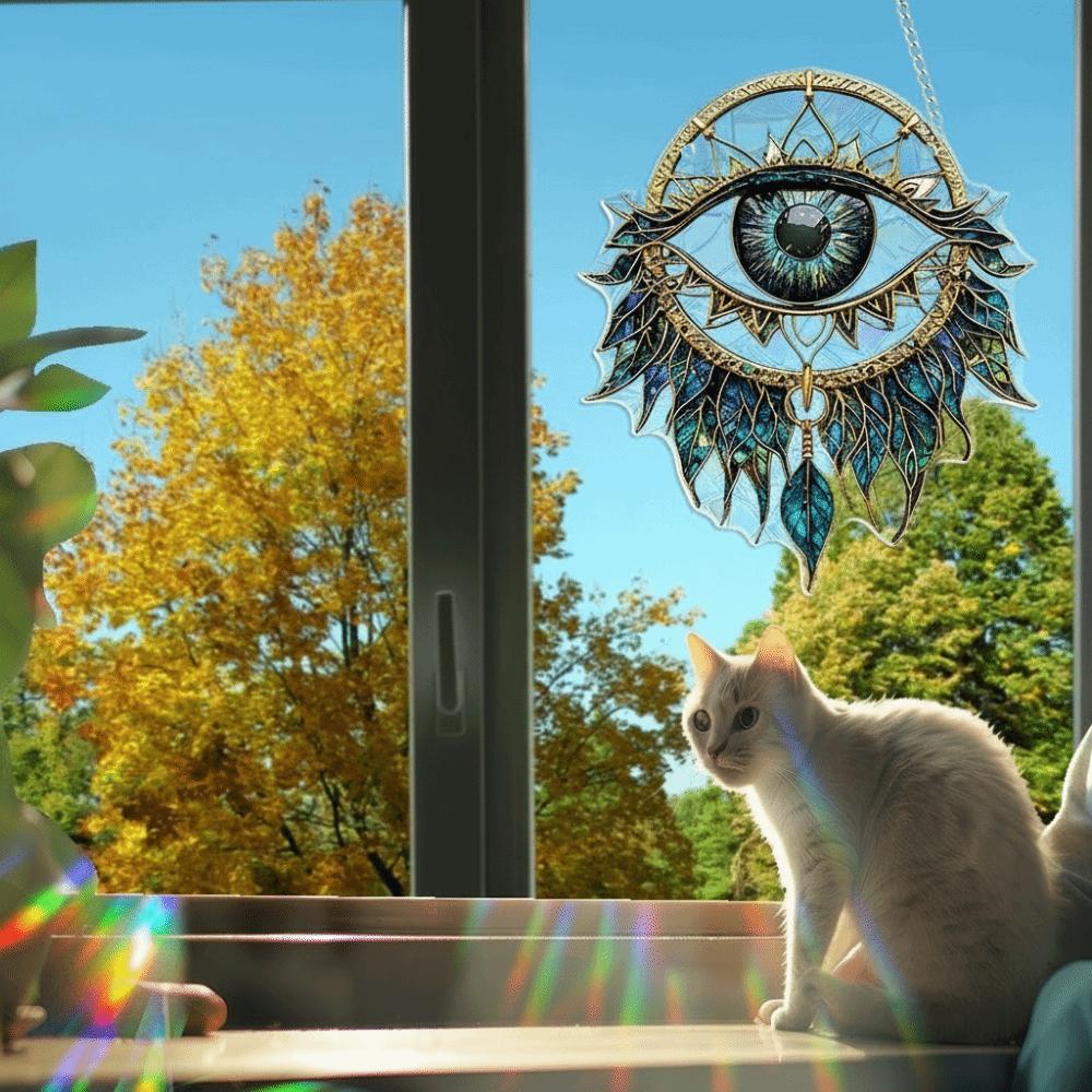 Eye Shape Evil Eye Decoration 2D Flat Hanging Pendant Wall Decoration Sun Catcher Garden Decor