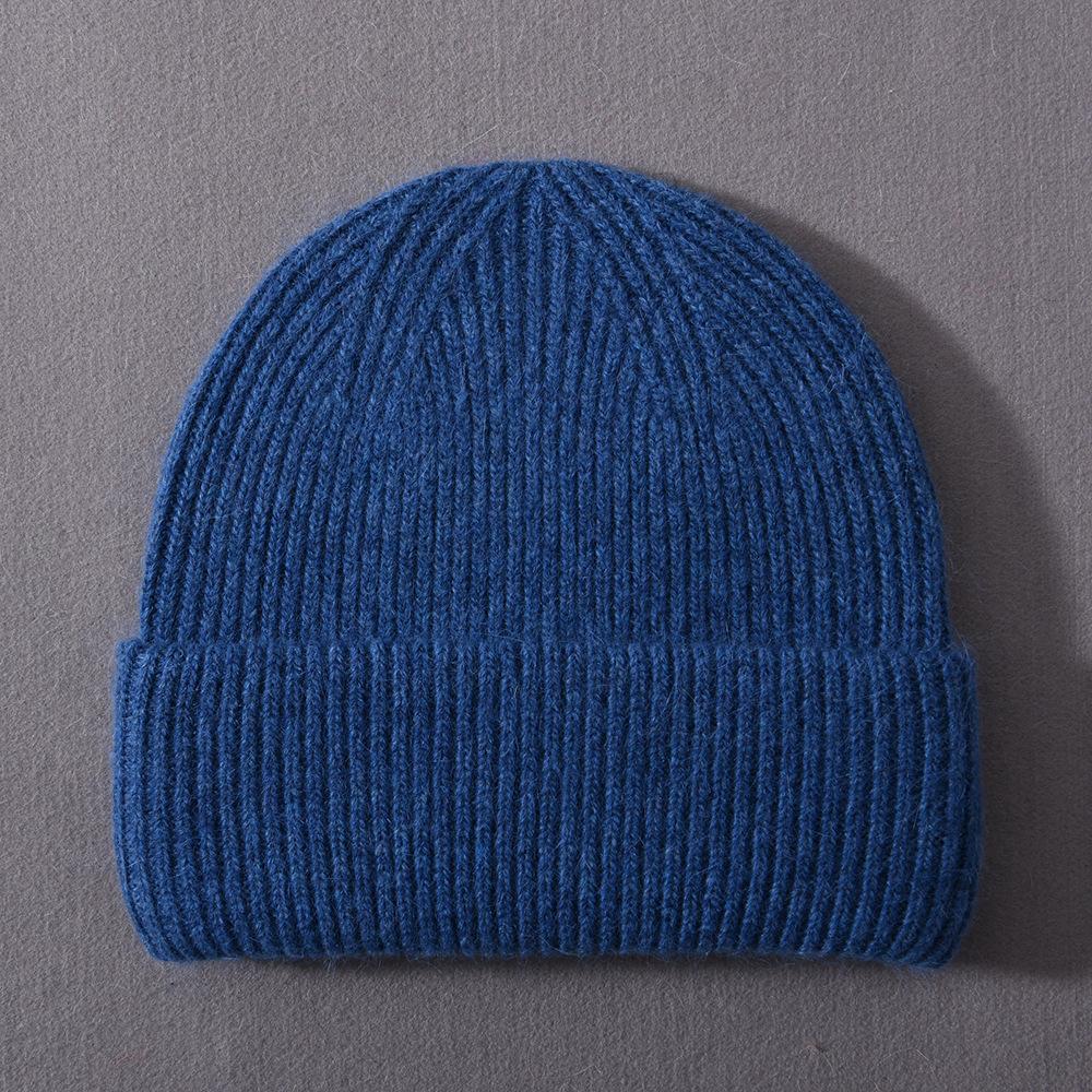 Autumn and winter solid color angora rabbit down long hair men and women pullover two refurbished color warm knitted wool hat