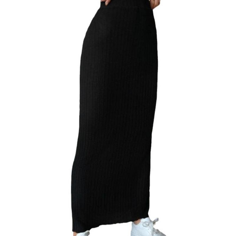 Осенняя повседневная мода Высокая поясная сумка на бедрах трикотажная юбка