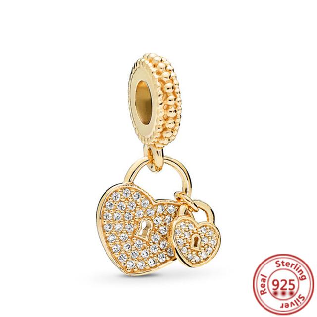 Стерлингового Серебра 925 Ажурная Цепочка Замок Сердце Ключ Замок Висячие Шармы Шарм Подходит Браслет Женские Ювелирные Изделия