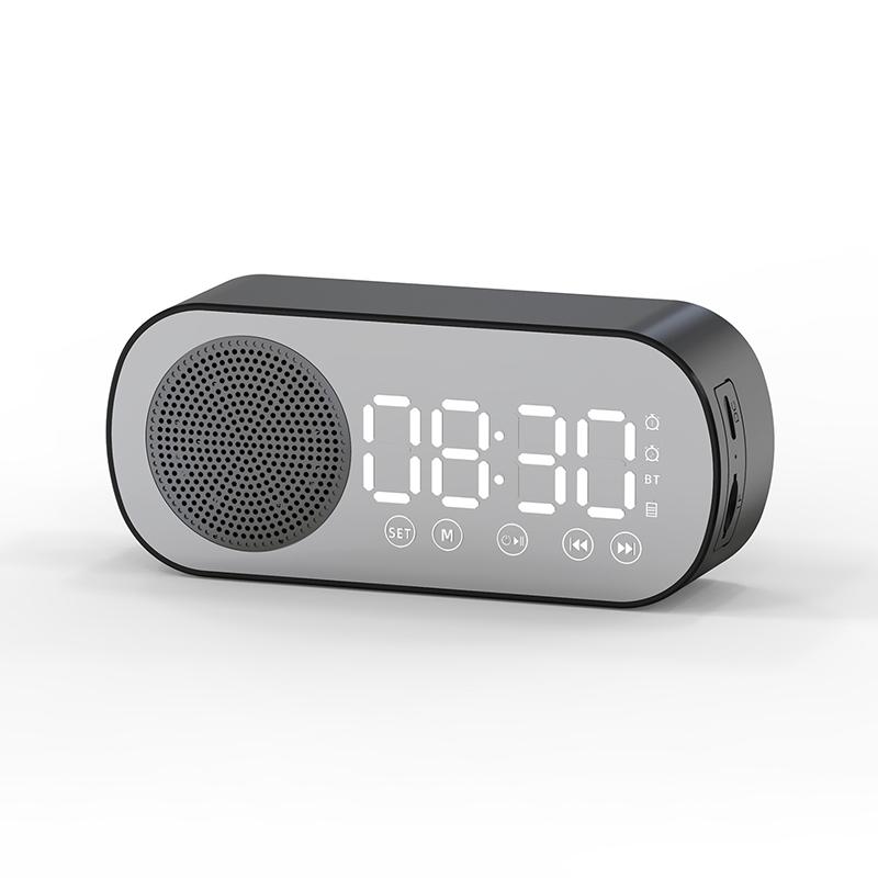 Цифровой будильник с зеркальной поверхностью, Bluetooth-динамик, FM-радио, двойной будильник, электронные настольные часы, перезаряжаемый портативный плеер