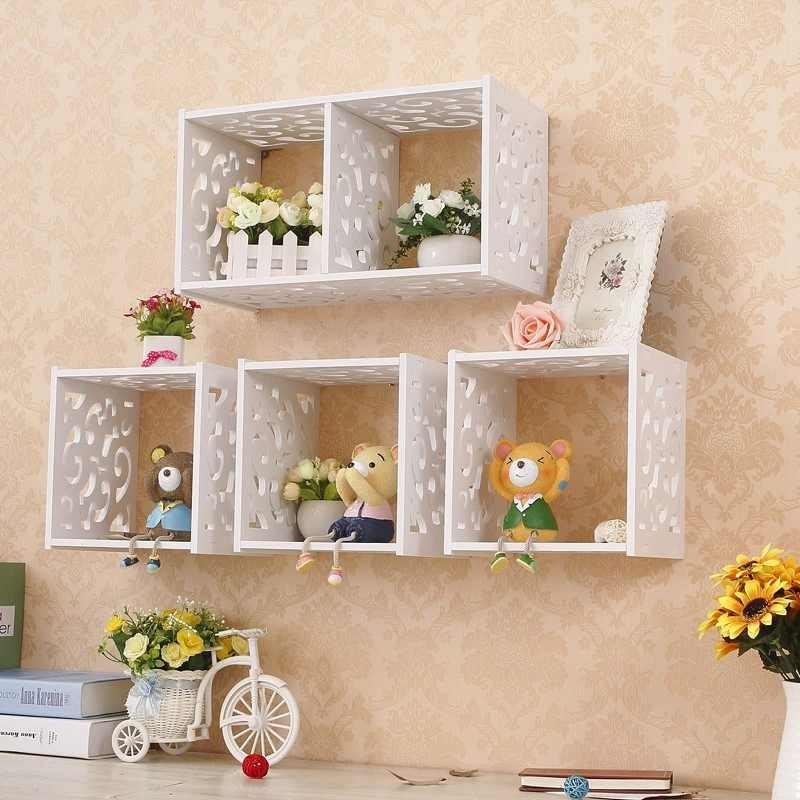 Shelf Storage Creative Wall Mounted Grid Rack Bedroom Nightstand Decorative
