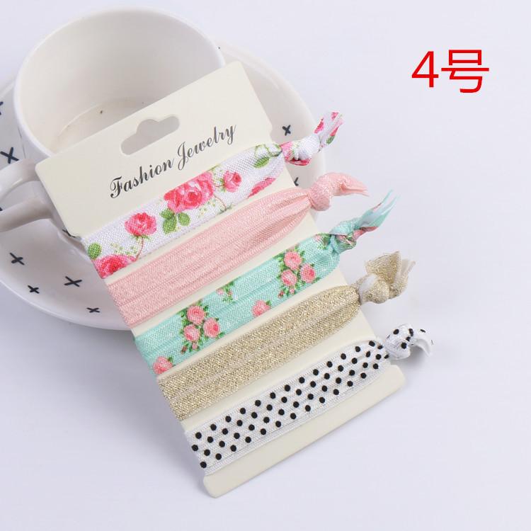 Korean Stylish Sweet Hair Bands Girls Knotted Elastic Soft Fabric Hair Tie Beach Tree Flower Fruit Heart Dotted Hair Ornament Gi