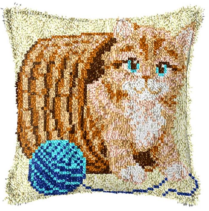 Cute Animal Latch Hook Rug Kits Pillows Smyrna Package Carpet Cat Embroidery Latch Hook Kit Diy Cross Stitch Pillow Knooppakket