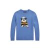 Polo Вязаный свитер Ss24 Вышивка «Буква Щенок» Круглый вырез Повседневный Длинный рукав Детский свитер Синий CWPOSWEY6820499-400