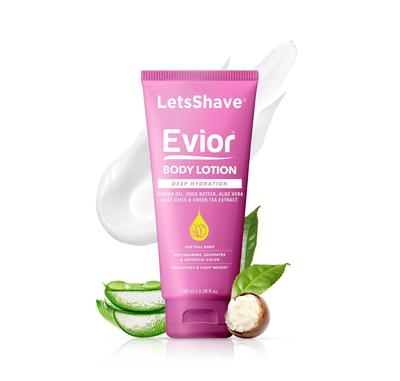 LetsShave Evior Body Lotion для женщин | Глубоко увлажняющий питательный лосьон для сухой кожи | Натуральные ингредиенты, увлажняющий крем без сульфатов и парабенов, 100 мл