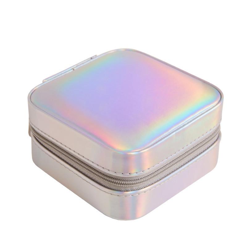 Classic Leather Jewelry Box With Mirror For Earrings And Rings Storage