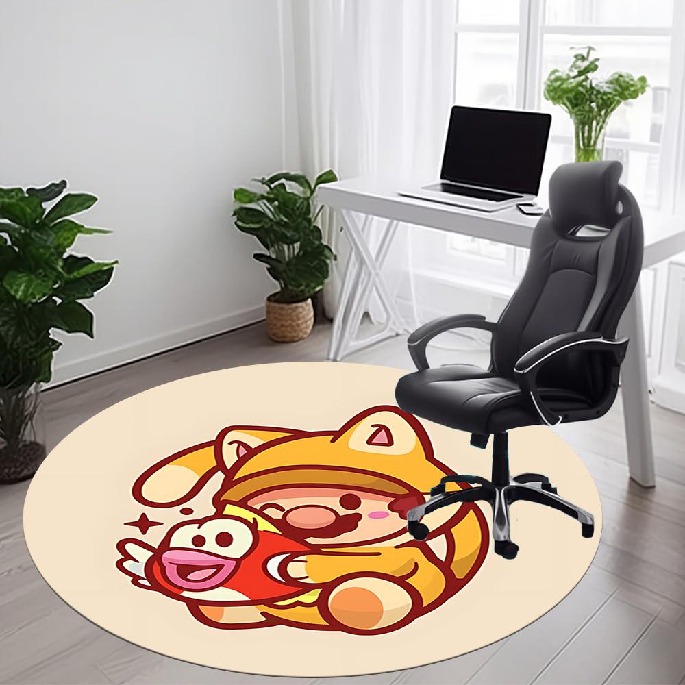 1PC Mario Cat Fish Office Round Area Rug, Indoor Mat Suitable For Office, Under Office Chairs Bedroom Living Room Home Decor DT1212018