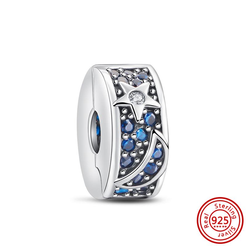 92 Стиль 925 Серебряная Звезда Луна Солнце Снежинка Растение Перо Сердце Тонкие Бусины Паве Подходит Оригинальные Подвески Браслет DIY Ювелирные Изделия