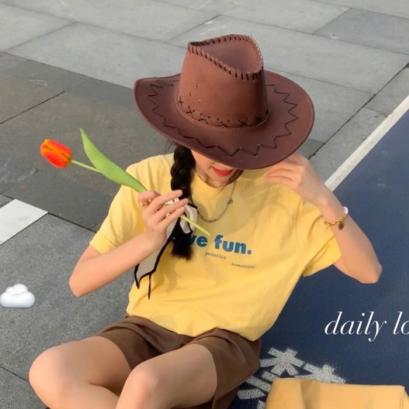 Ковбойская шляпа в западном стиле Женская летняя шляпа от солнца Шляпа для наряда Фотографическая шляпа Шляпа рыцаря Универсальная шляпа от солнца для горячей девушки
