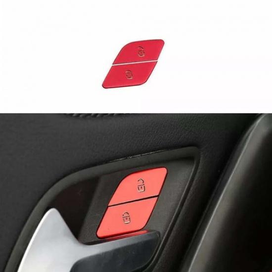 Car Inner Door Red Aluminum lock button Sticker Trim Fit For Benz GLE GLS 20-22