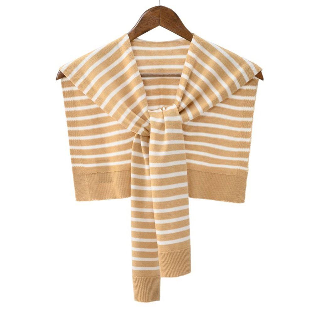 Women Blouse Shoulders For Men Knitted Shawl Stripes Wraps Female Wool Scarf Korean Style Scarves