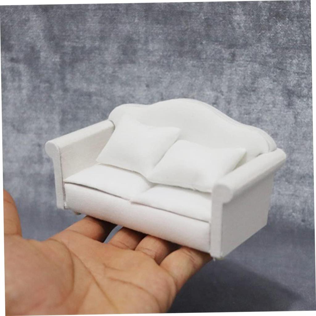 Мини-диваны Кукольный домик Диван Миниатюрная мебель Белый Декор Реквизит для фотографий Модель дивана для мини-дивана Мебель Мини-мебель Мини-диван Деревянный набор