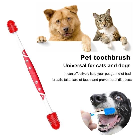 Зубная щетка для домашних животных, супермягкая силиконовая щетина, зубная щетка для чистки полости рта, двусторонняя зубная щетка для кошек