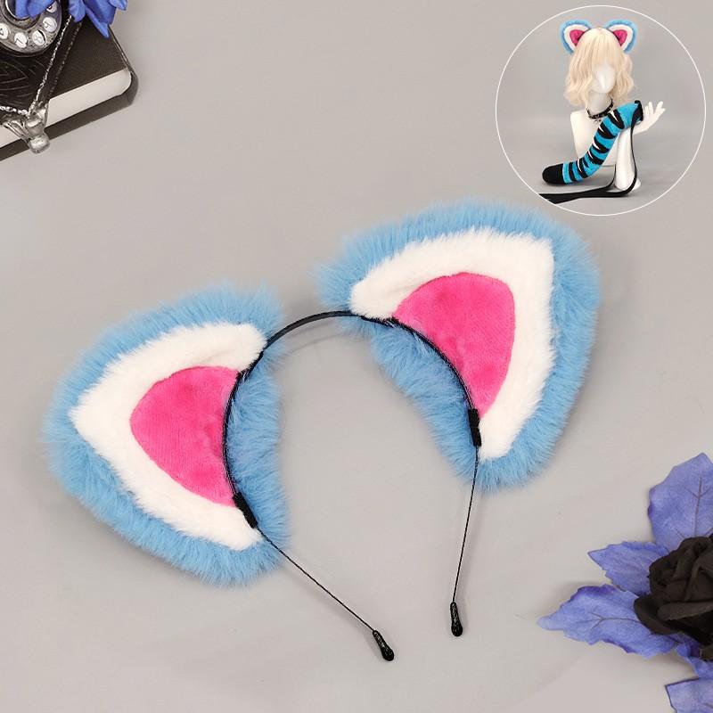 Kpop Cosplay Tiger Ears Headband Tail Set Plush Animal Costume Accessory Anime Convention Stage Performance