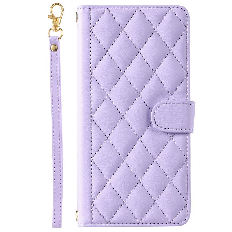 Applicable to Samsung A17/A07Phone case with houndstooth pattern and crossbody strap A56/A55/J8Card slot flip cover case