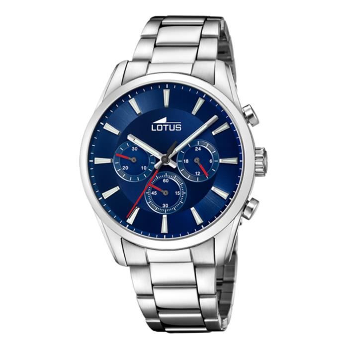 Watch - LOTUS - Lotus Chrono Steel Watch - Blue Dial - 5 ATM Water Resistance - Chic Style