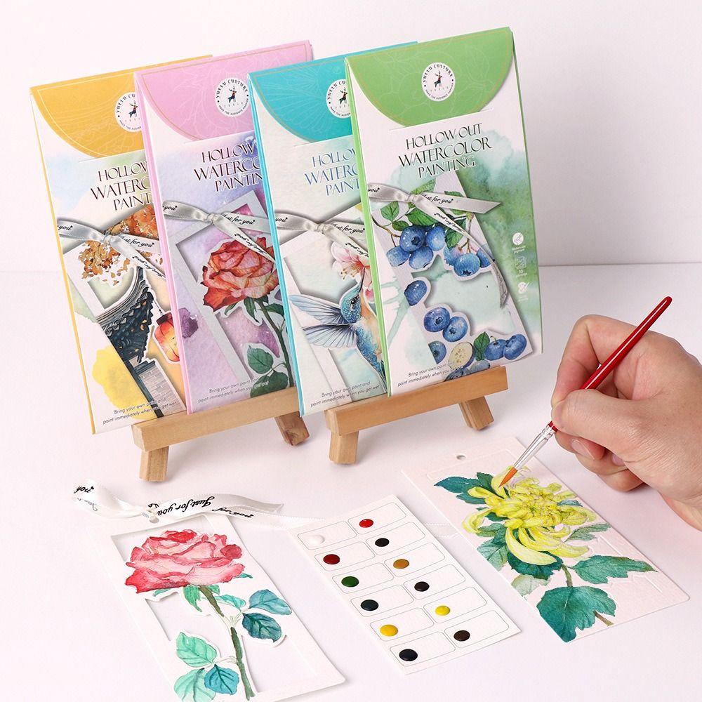 10 Sheets Coloring Bookmark DIY Watercolor Paper New Watercolor Painting Set