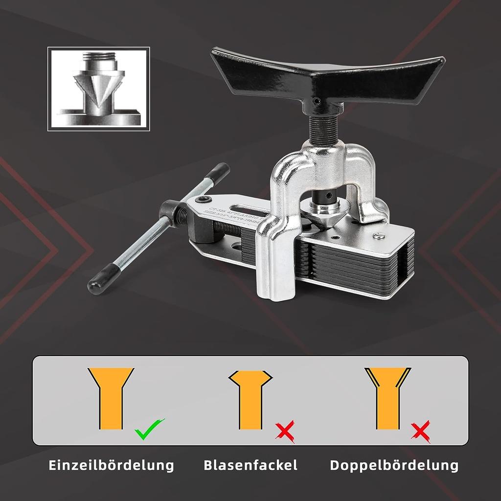 Развальцовочное устройство для кондиционирования воздуха 3/16 дюйма - 3/4 дюйма (4-19мм) Разрезанная медная труба Универсальный инструмент для развальцовки тормозных трубок Устройство для развальцовки тормозных трубок