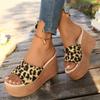Женская обувь Пип-то Женские тапочки Модные леопардовые повседневные тапочки Женские Новые Большие размеры Тапочки на платформе 34-43