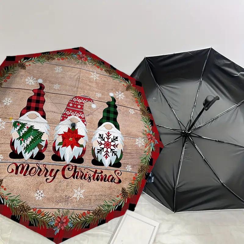 1pc Christmas Gnomes Decorative Plaque Umbrella with Plastic Handle,Suitable for All Seasons Home Travel Outdoor UmbrellaDD237