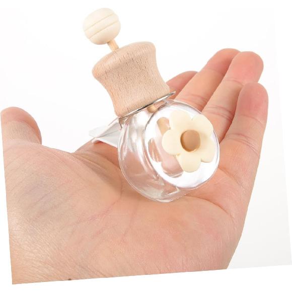 2 шт. Автомобильный диффузор для эфирного масла, бутылка, пустой, прозрачный стеклянный, ароматерапевтический диффузор с деревянной крышкой и вентиляционным зажимом для автомобильного ароматизатора и автомобильного декора, молоко