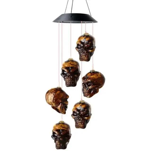 LED Solar Wind Chime Halloween Decoration Crystal Ball Hummingbird Wind Chime Light Color Changing Waterproof Solar Light