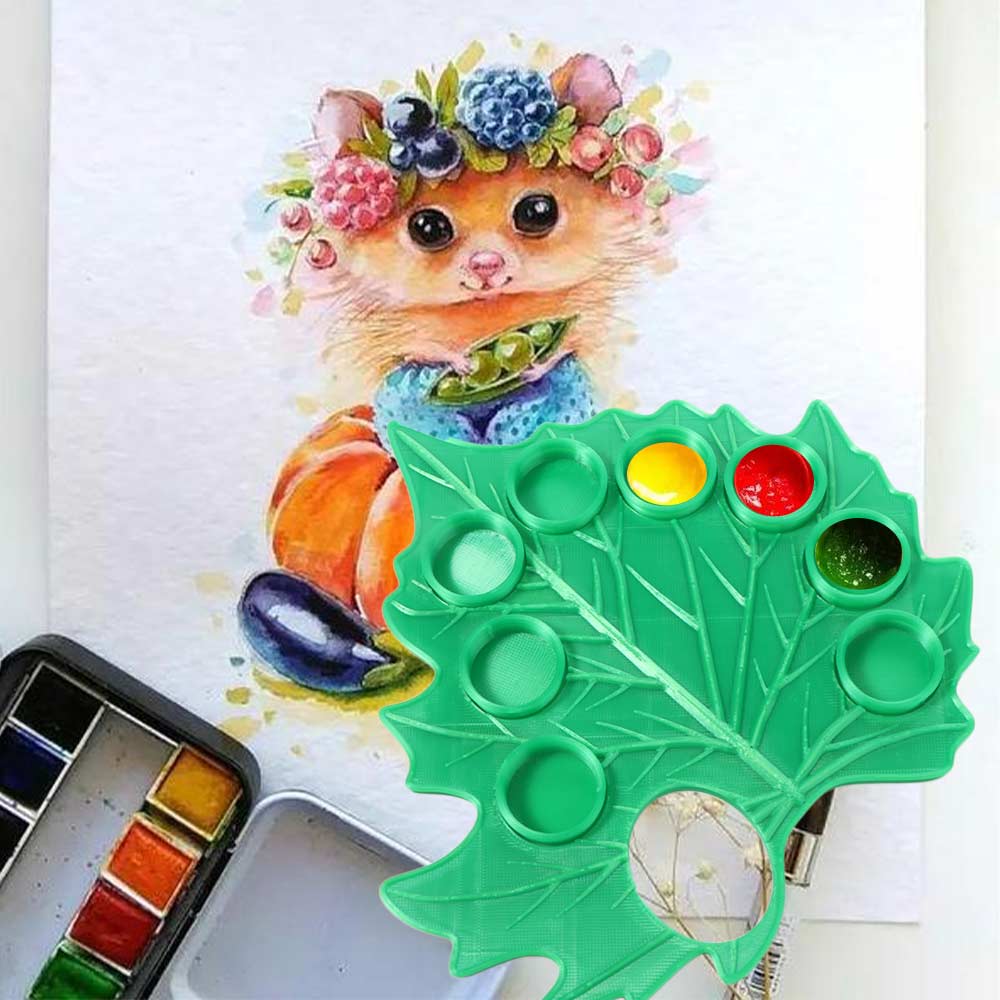 Green Leaf Watercolor Palette Reusable Drawing Tool Art Supply Mixing Tray Oil Paint