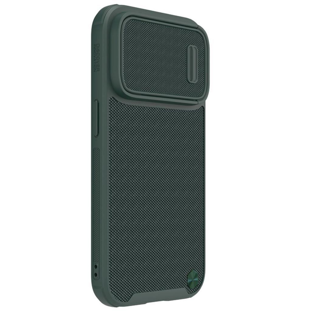 Nillkin Shielded Textured Case for iPhone 14 Pro - Rugged Green Cover with Camera Protector