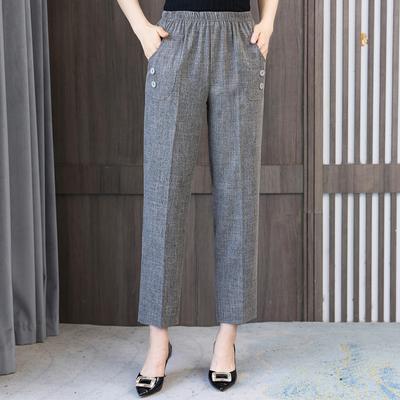 Женские летние тонкие свободные повседневные брюки больших размеров, однотонные брюки с высокой талией для поездок на работу в девять минут